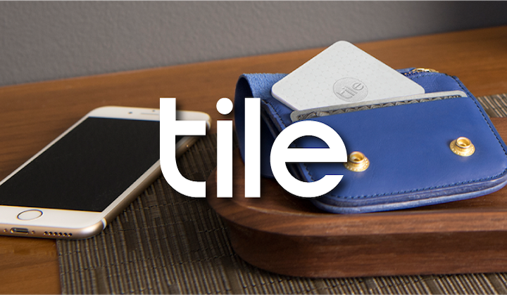 Photograph of a Tile Slim and a Wallet overlayed with the Tile logo.